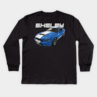 S197 Mustang GT 5.0L V8 Grabber Blue Car GT500 Kids Long Sleeve T-Shirt